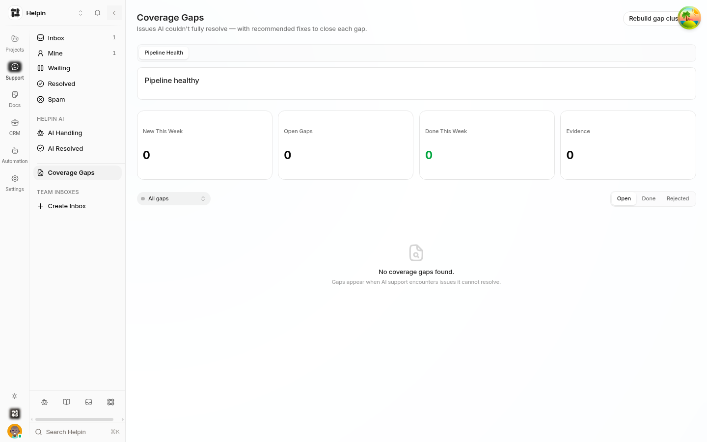 Coverage Gaps view